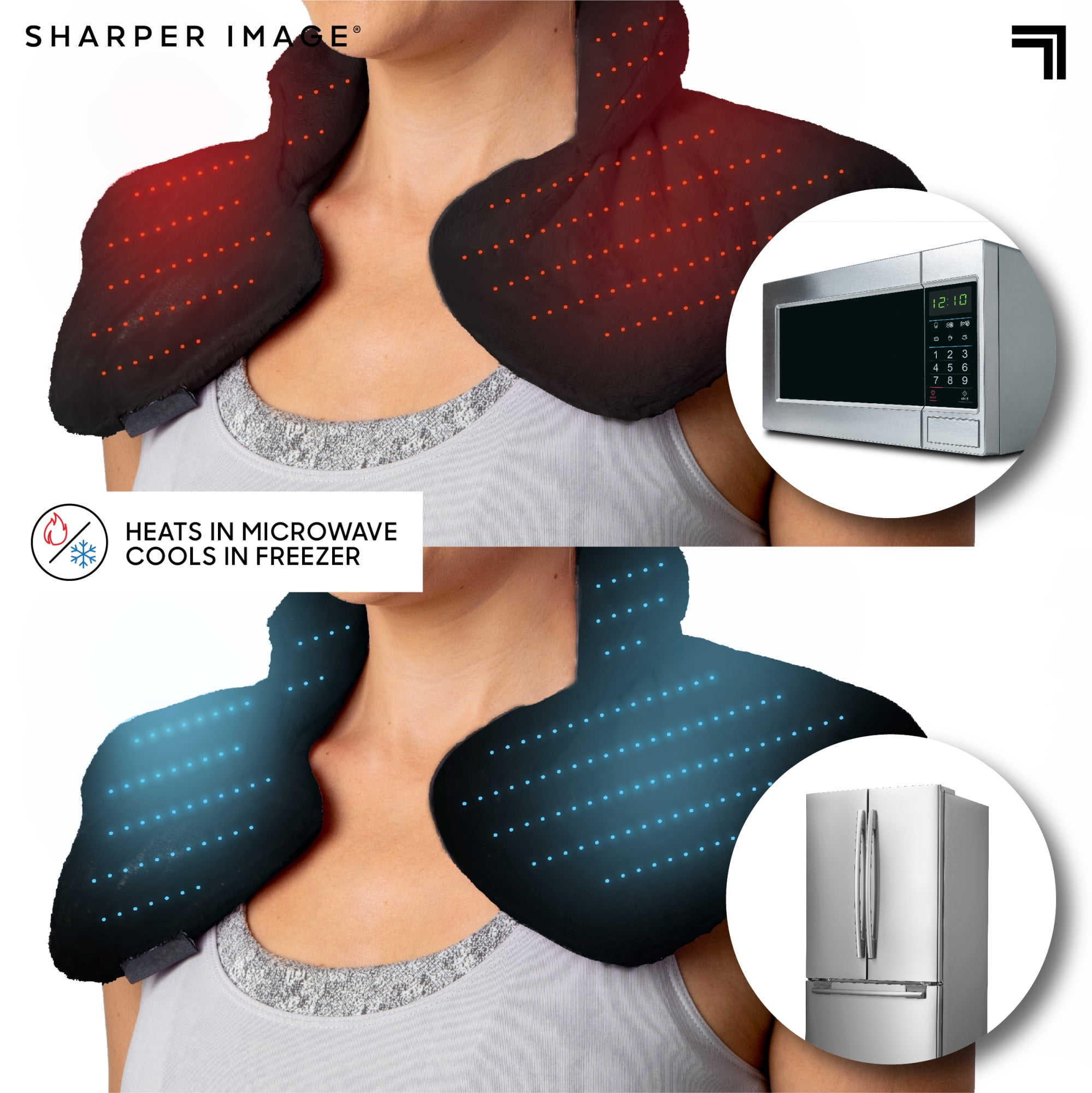 Sharper Image® Hot & Cold Herbal Aromatherapy Neck & Shoulder Plush Wrap Pad for Soothing Muscle Pain and Tension Relief Therapy, 100% Natural Lavender & Herb Spa Blend, Use in Microwave or Freezer