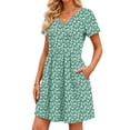 thumbnail image 3 of Fantaslook Summer Dresses for Women Casual Short Sleeve V Neck Babydoll Dress Fashion Vacation Mini Dress with Pockets, 3 of 8