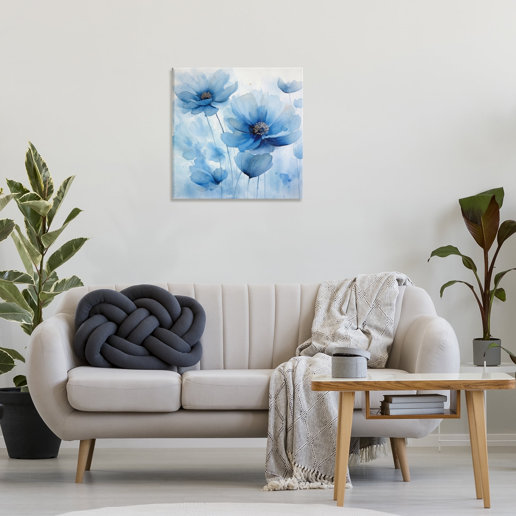 Stupell Industries Mystical Blue Poppies Plants & Flowers Painting Wrapped Canvas Art Print Wall Art, 24 x 24