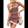 thumbnail image 2 of Vestido con Tirantes para Mujer, Escote Cuadrado, Espalda Descubierta, Sin Mangas, Cintura Alta, Estilo Étnico de Verano, Color Rosa y Rojo, Talla XL, 2 of 10