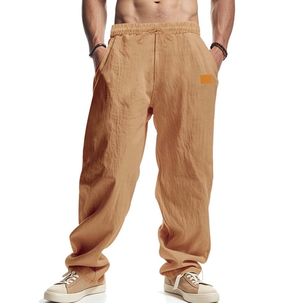Pantalones largos para hombre, color liso, informales, lisos, a la moda, para exteriores, rectos, para playa, de poliéster