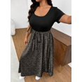 thumbnail image 4 of Plus Size Women Vacation Leopard Print Maxi Dress with Square Neck and Side Slit, 4 of 6