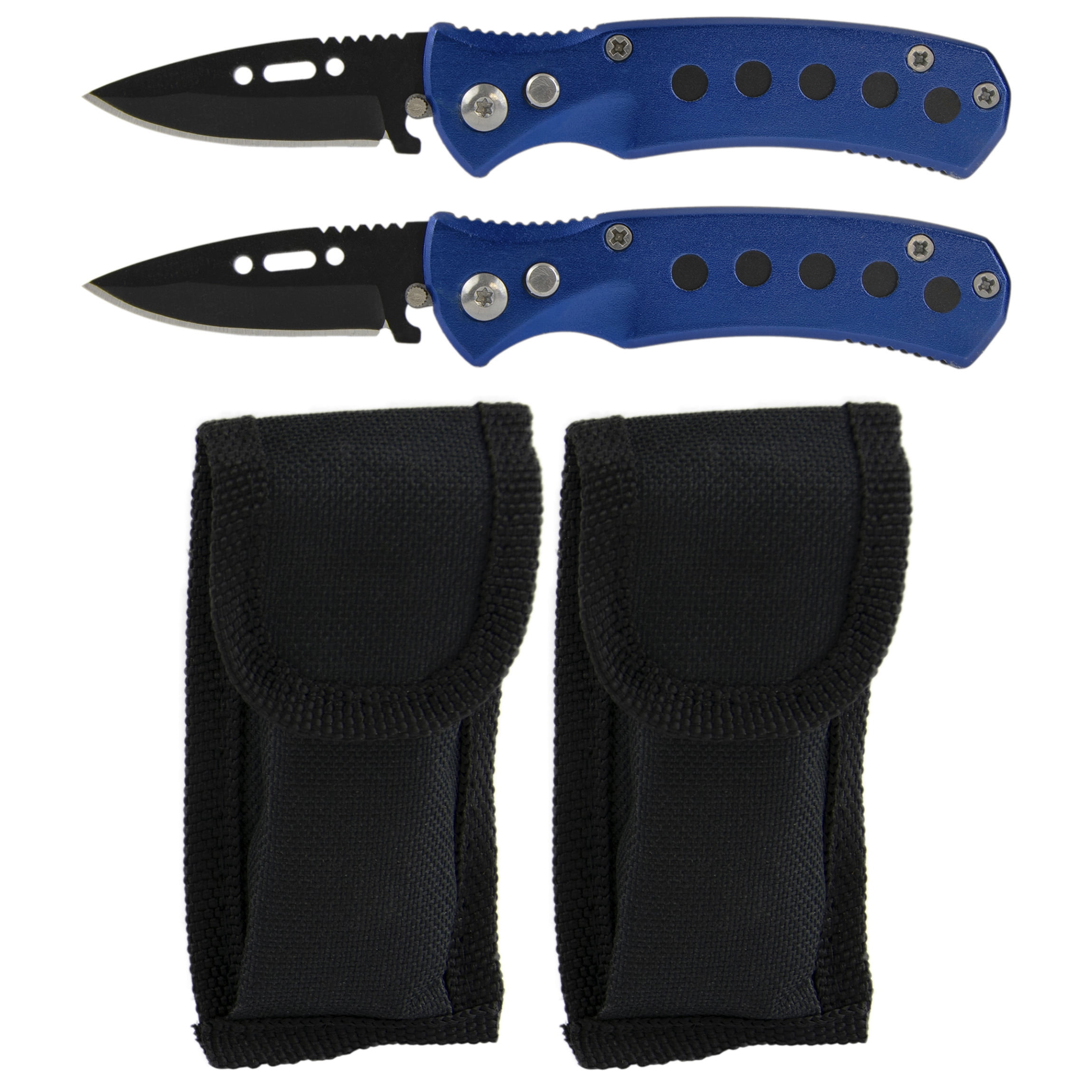 Smart Home Folding Pocket Knife 2" Blade with Case, 2 Pack