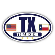 Flag of Texas / American Flag Oval 3M Vinyl Bumper Sticker Decal | Navy & Gold Texarkana, TX Sticker Vinyl Decal