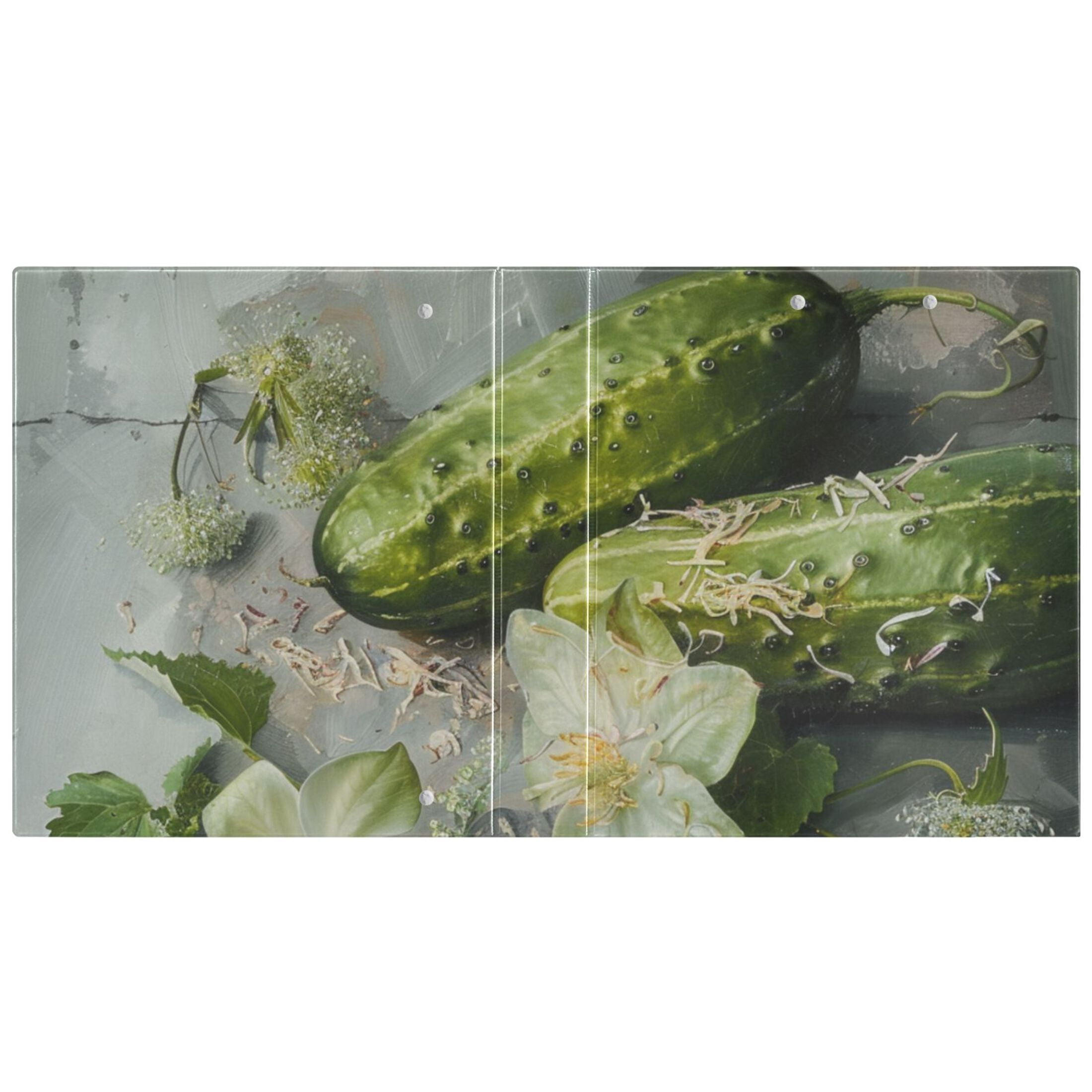 Cucumber and Flowers 3 Ring Binders 1.5 inch Hardcover File Folders with Interior Pockets A4 Size Organizer for School Office Hospital