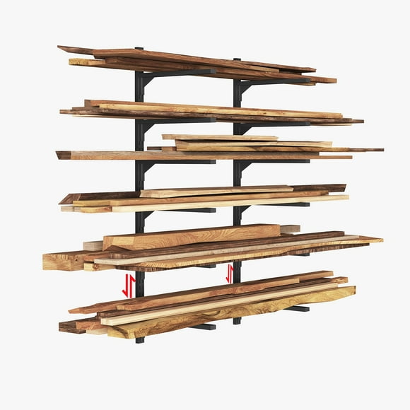 Yociyoga Wood Organizer Metal Rack - 6-Tier Detachable Lumber Storage Metal Rack & Adjustable Wall Mount Wood Storage Lumber Organizer Rack for Garage Basement Shed Or Workshop