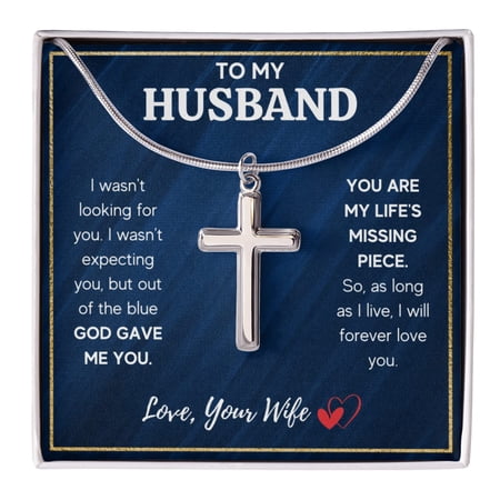 I Love You Gifts For Him Husband Boyfriend, Soulmate Sentimental Gift Ideas, To My Man Cross Necklace From Girlfriend Wife, Necklace Jewelry Chain Faith Cross Valentines Day Present For Men