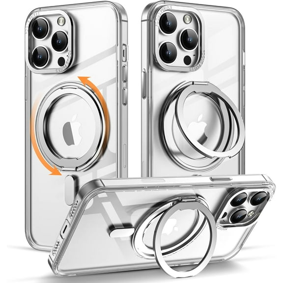 for iPhone 12 Pro Case & iPhone 12 Case with 360° Rotatable Magnetic Ring Stand [Compatible with Mag-safe] [Military-Grade Protection] Clear Phone Case 6.1" for Women Men, Clear