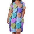 thumbnail image 2 of Patrón de corazs de conversación pequeña Vestido de playa para mujer vestido de bolsillo suelto Fondo de caramelo, 2 of 6
