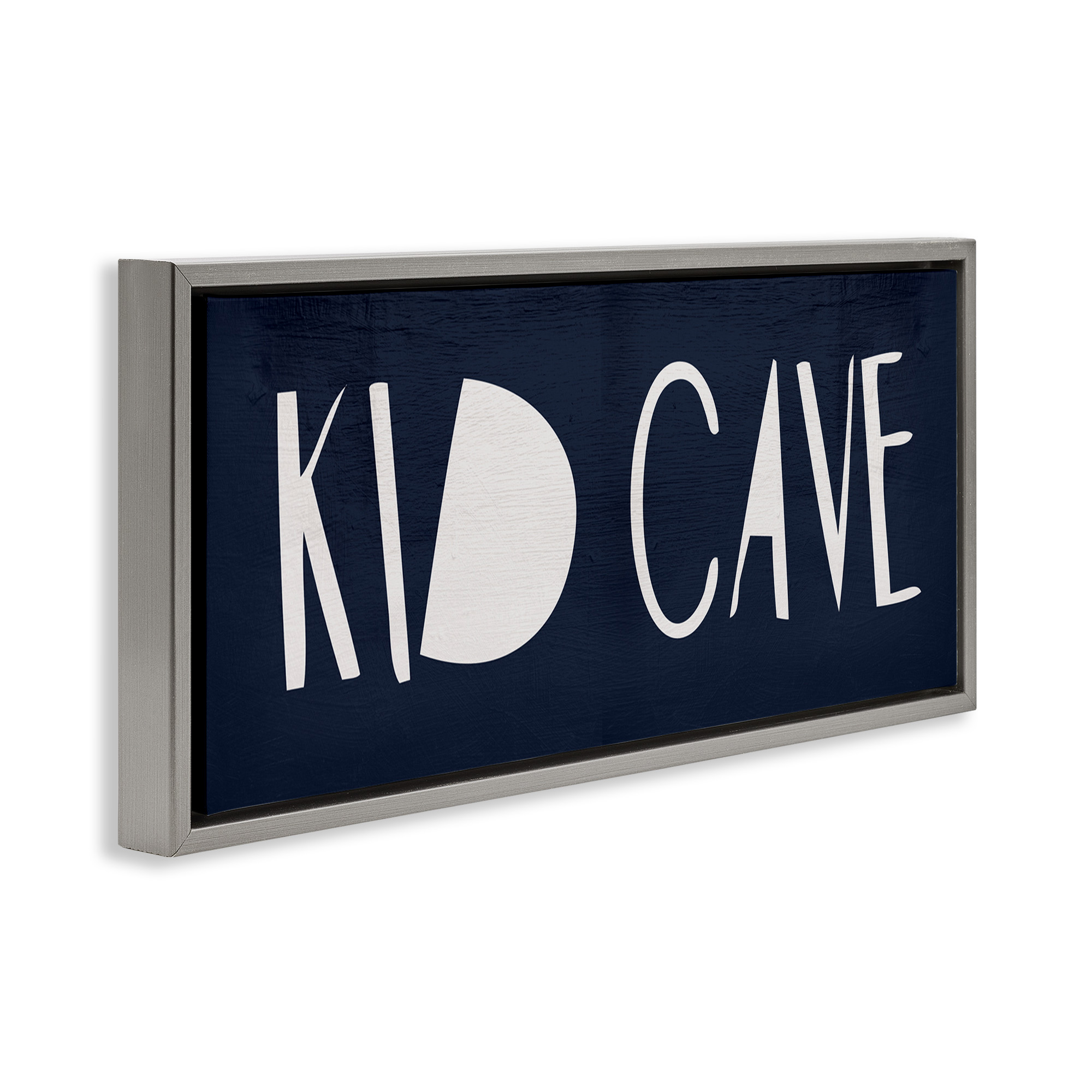 Stupell Industries Minimal Kid Cave Sign Typography Painting Gray Floater Framed Canvas Art Print Wall Art, 25 x 11