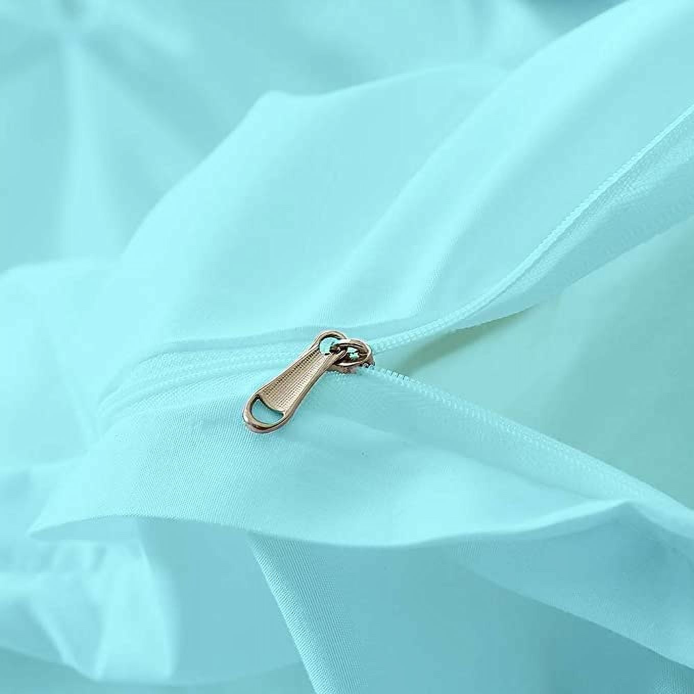 500-Thread Count 100% Egyptian Cotton Pinch Pleated Pintuck Design 3pc Duvet Cover Set , With Zipper Closure & Corner Ties - Eastern King Size ( 108" x 118" ) Inches, (Aqua Blue)