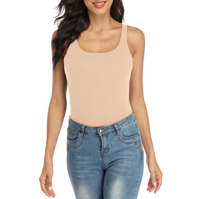 Débardeur pour Femme avec Soutien-Gorge Intégré, Camisole à Larges Bretelles Ajustables, Tricot de Coton