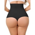 thumbnail image 3 of INSPIRE CHIC Women's High Waisted Tummy Control No Show Girdle Body Shaper Thong Panty Smooth Under Dress Shapewear Small Black, 3 of 5