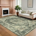 thumbnail image 2 of 8x10 Washable Rug Non Slip Vintage Oriental Rug Foldable Indoor Carpet Ultra-Soft Retro Medallion Floor Cover Playroom Dorm Brown Green/ 8'× 10', 2 of 7