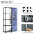 thumbnail image 6 of HODYANN Portable Wardrobe Closet with 6 Shelves & 2 Hanging Rods, Gray, 34.6 x 17.7 x 66.1 in, 6 of 7