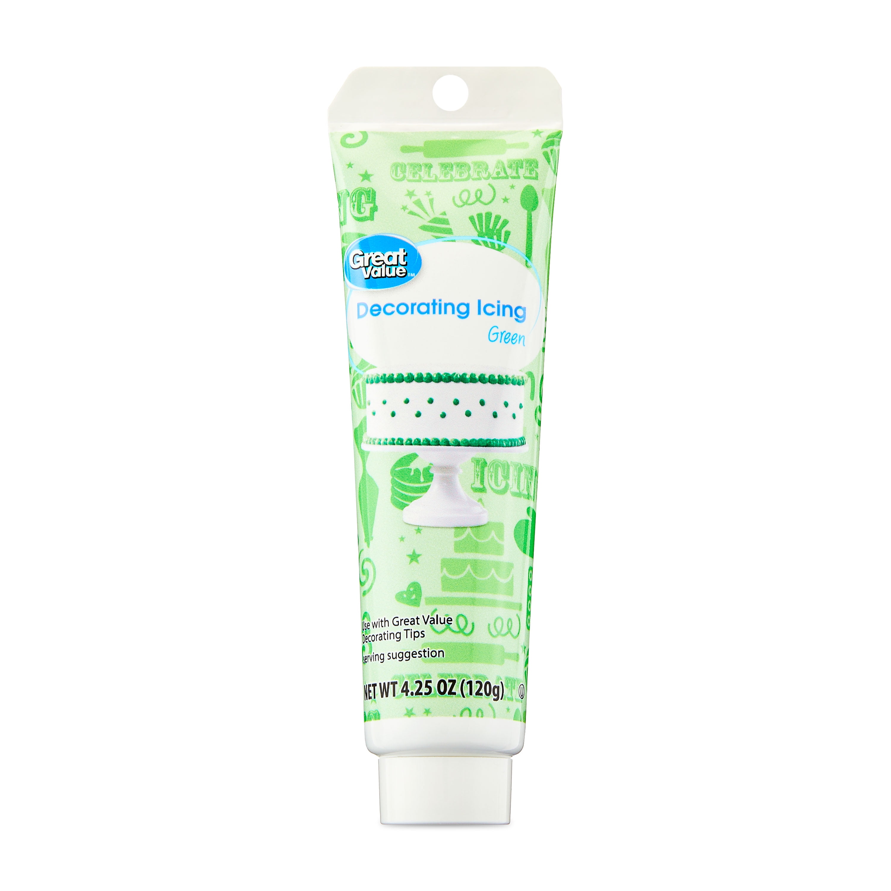 (6 pack) Great Value Green Decorating Icing, 4.25 oz