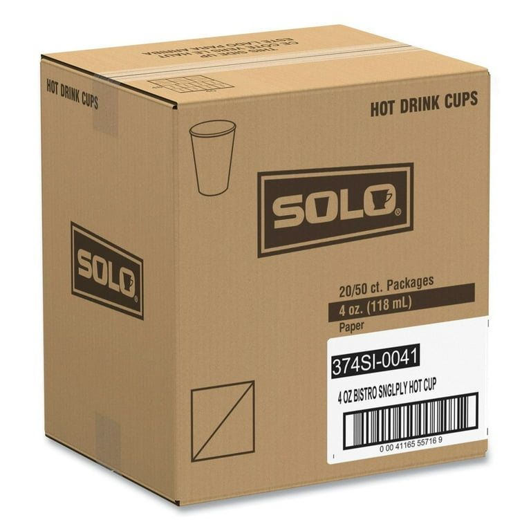 Single-Sided Poly Paper Hot Cups, 4 oz, Bistro Design, 50/Pack, 20 Pack/Carton