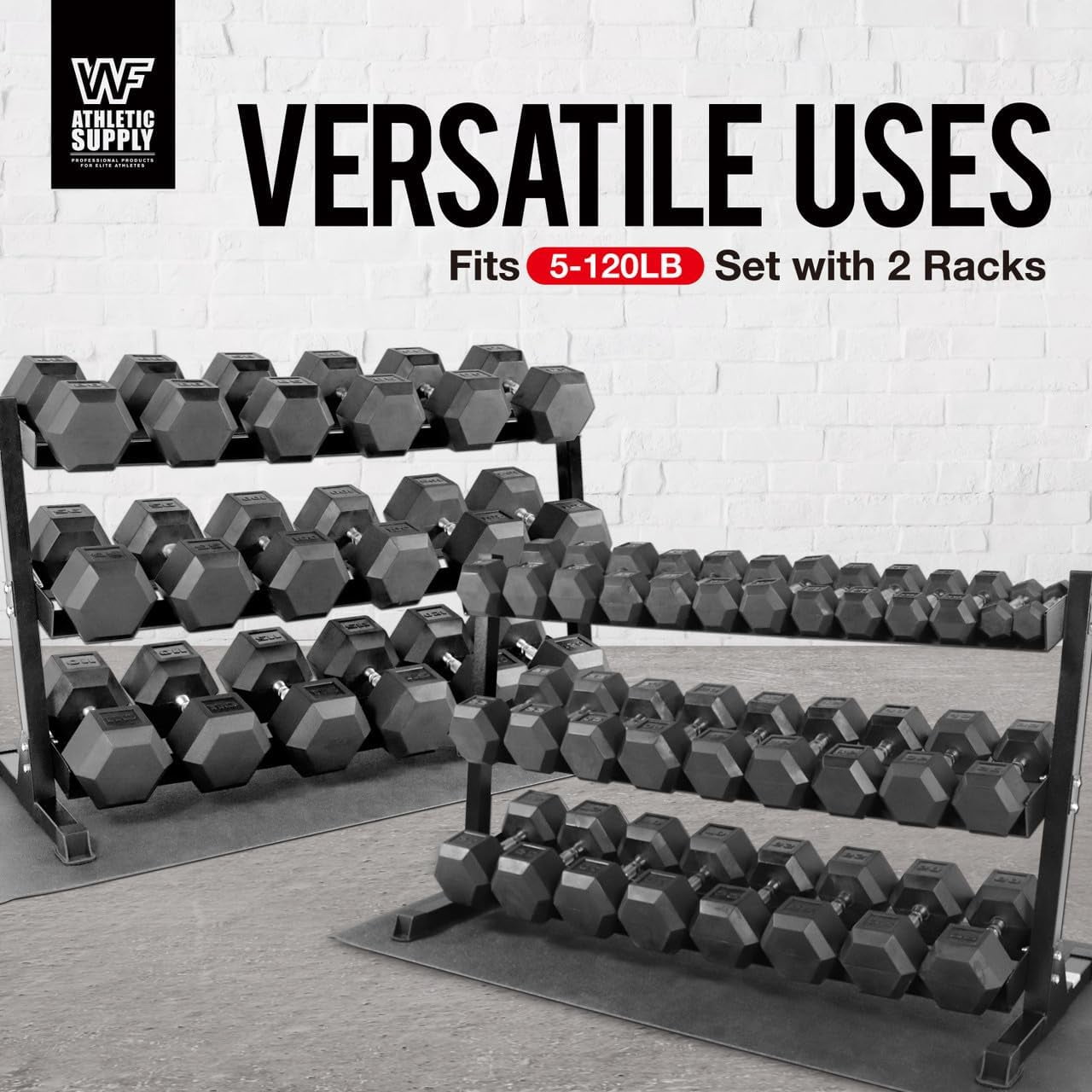 WF Athletic Supply Heavy-Duty Dumbbell Rack Stand, Weight Rack for Home Gym, Weight Holder, Available Sizes for Storage 5-75LB Dumbbell Pairs, Blue, RACK ONLY