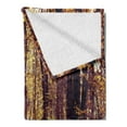 thumbnail image 2 of Forest Soft Flannel Fleece Throw Blanket, Mysterious Atmosphere Misty Woods Tree Nature Landscape Image, Cozy Plush for Indoor and Outdoor Use, 70" x 90", Pale Yellow Dark Orange, by Ambesonne, 2 of 5