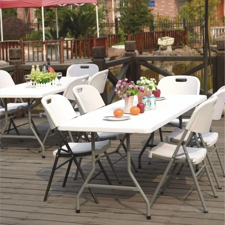 Jopath 6 Foot Folding Table,White Plastic Folding Table,Built-in