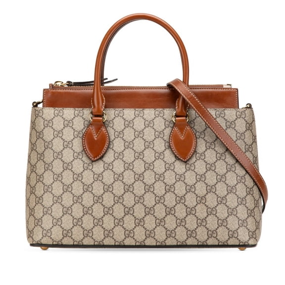 Pre-Owned Gucci GG Supreme Small Handbag/Shoulder Bag 2WAY 409534 Beige Brown Leather... (Good)