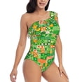 thumbnail image 3 of Sikiie St Patrick's Day6 Print Women One Piece Swimsuits Tummy Control One Shoulder Bathing Suits Ruffle Swimwear, From S to XXL-Medium, 3 of 6