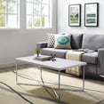 thumbnail image 2 of Pemberly Row Table Basse Rectangulaire en Faux Marbre Blanc et Chrome, 2 of 6