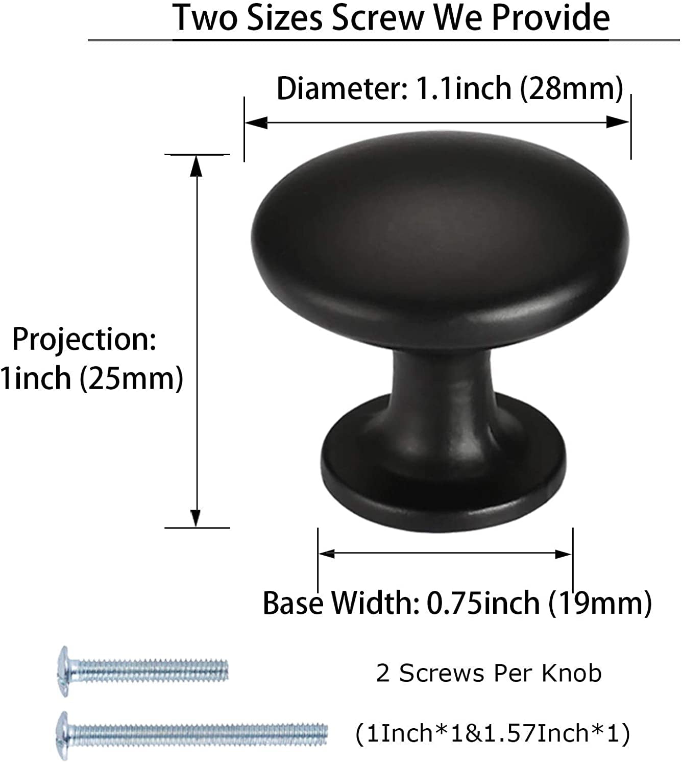 Goldenwarm 15 Pack Cabinet Knobs Black Drawer Knobs Single Hole for Kitchen Hardware