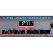 XREXS Digital Wall Clock Large Display, 16.5 LED Wall Clock with 6 Color Changes Night Lights, Auto DST, Count Up/Down Timer Clock with Remote Control for Living Room Bedroom Office Wall Decor