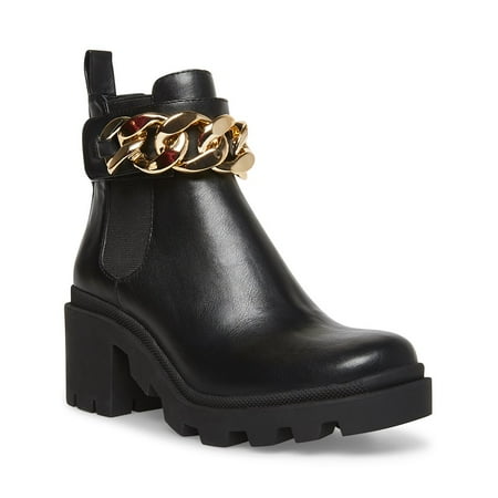 

Steve Madden Amulet Embellished Lug Sole Combat Ankle Bootie Black Chain (6 Black Chain)