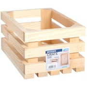 Unfinished Wood Slatted Crate, Brown, 7.15" High x 10" Wide x 15" Deep