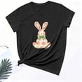 thumbnail image 6 of Happy Easter Bunny Shirt for Women - Cute Rabbit Print Short Sleeve Tunic Tops Spring Holiday Casual Tee Cute Bunny Blouse, 6 of 6