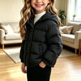 thumbnail image 5 of Kids Winter Hooded Puffer Coat, Girls Thick Warm Windproof Long‑Sleeve Solid Color Outerwear for Cold Winter Days | CSEONE, 5 of 9