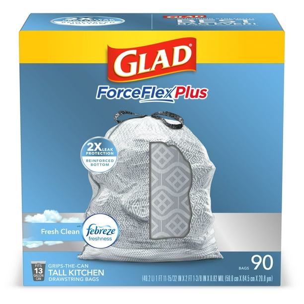 Glad Tall Kitchen Trash Bags, 13 Gallon, 90 Bags ...