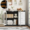 thumbnail image 3 of Senfot 43" Coffee Bar Cabinet with Glass Doors and 3 Drawers, Sideboard Buffet Cabinet with Storage, Storage Cabinet with Adjustable Shelves for Kitchen, Dining Room, Black and White, 3 of 8