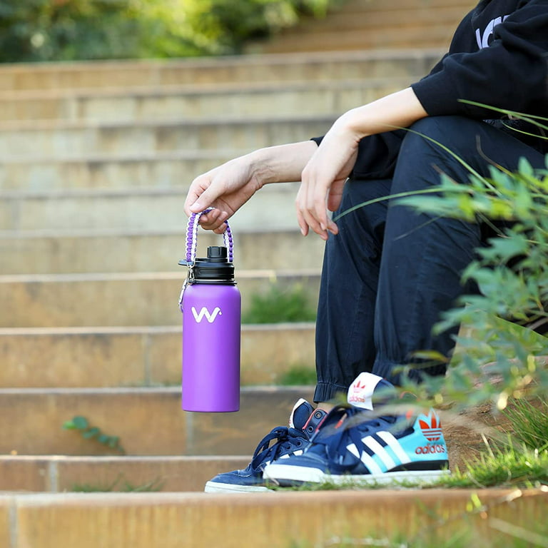 24 oz Insulated Water Bottle With Straw Lid & Spout Lid,Reusable Wide Mouth  Vacuum Stainless Steel Water Bottle