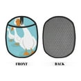 thumbnail image 2 of Pofeuu Three White Geese Print Silicone Pot Mat Mitten With Hanging Loop Heat Resistant Oven Mitts Non-Slip Bbq Baking Smoking Potholders, 2 of 7
