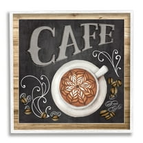 Stupell Industries Chalkboard Style Cafe Sign Latte Coffee Beans Motif Framed Wall Art, 12 x 12, Design by ND Art