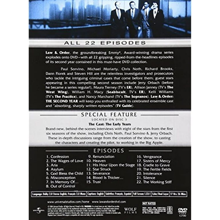 Order Svu Season Law And Order Aria Cast Law Order: Second Year (DVD)