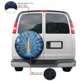 thumbnail image 4 of KAKALAD Peacock Feather Bird 06 Spare Tire Cover Universal Vehicle Accessories Buckle Car Tools 14”in, 4 of 6