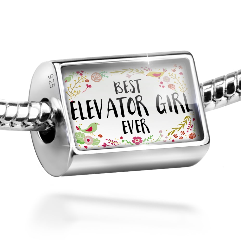 NEONBLOND Custom Charm Floral Border No Elevator to Success 925 Sterling Silver Bead 