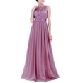 thumbnail image 2 of Vxuxlje Women's Sleeveless Chiffon Bridesmaid Dress Elegant Lace Wedding Formal Long Evening Party Plum 8, 2 of 7
