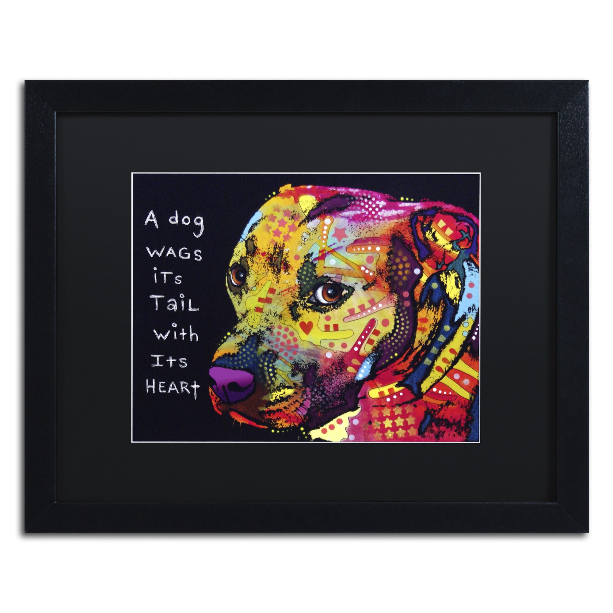 Trademark Fine Art "Gratitude Pitbull" Canvas Art by Dean Russo, Black Matte, Black Frame