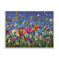 Designart 'Wildflowers and Daisies In Summer Garden Field I' Traditional Framed Canvas Wall Art Print