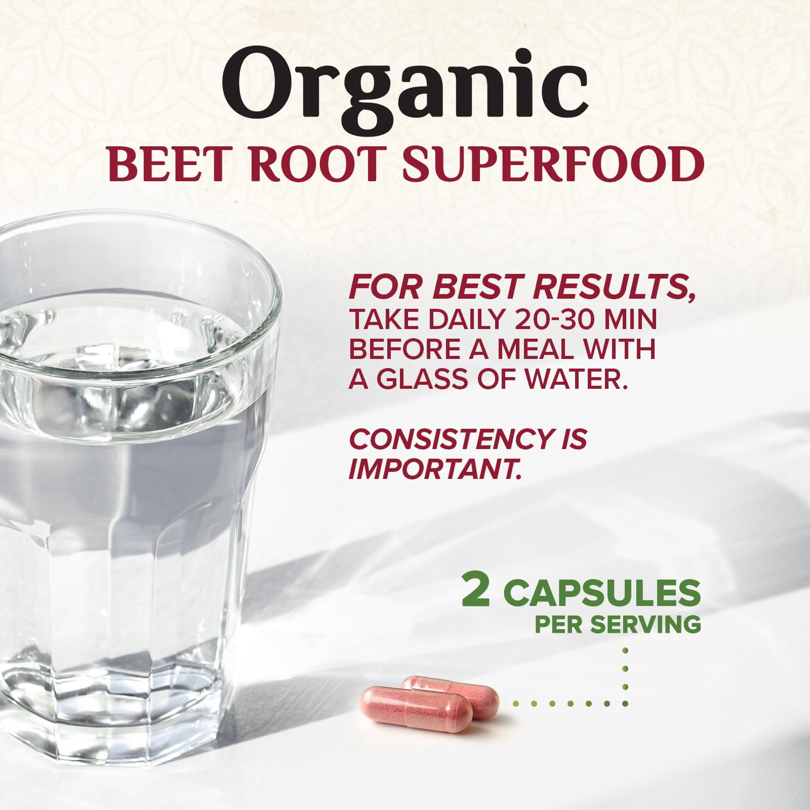 Organic Beet Root Capsules - 1300mg Extra Strength Beetroot Powder Supplement - Supports Nitric Oxide Production, Heart Health & Natural Energy - For Men & Women - Bottled in USA, 120 Veggie Capsules