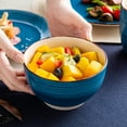 thumbnail image 6 of Vancasso 32 Pieces Dinnerware Sets for 8, Ceramic Plates and Bowls Sets, Scratch Resistant Dishes Set, Microwave & Dishwasher Safe, Blue, 6 of 7