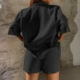 thumbnail image 5 of WAYUTE 2 Piece Sets for Women Vacation Trendy Casual Solid Color Shorts and Short Sleeve Lapel Shirt Top Slim Suits Summer Outfits, 5 of 7