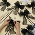 thumbnail image 3 of Lace Curtain Tiebacks with PVC Imitation Pearl Bowknot Black 445~460mm, 3 of 5