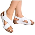 thumbnail image 3 of Bmisegm Sandales pour Femmes d'Été Rétro Unies en Cuir à Talon Compensé Épais à Semelle Épaisse Grande Pointure Sandales pour Femmes d'Été Blanc 9, 3 of 9