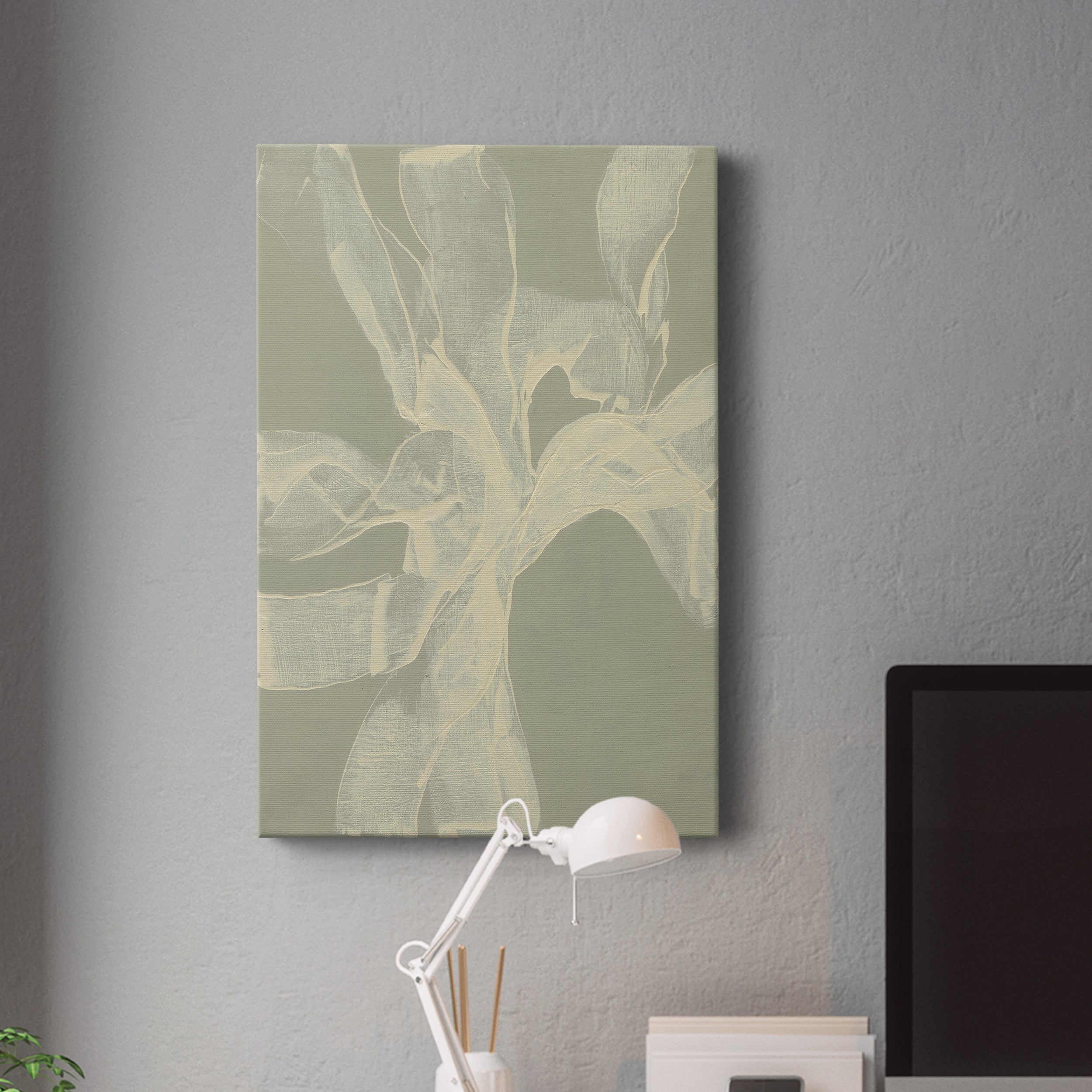 White Ribbon on Celadon II Premium Gallery Wrapped Canvas - Ready to Hang